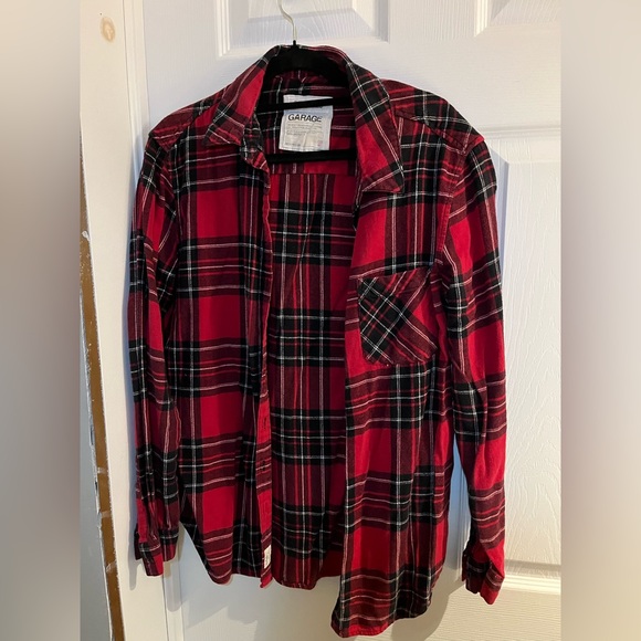 Garage Tops - Garage women’s  Red and Black Plaid Shirt